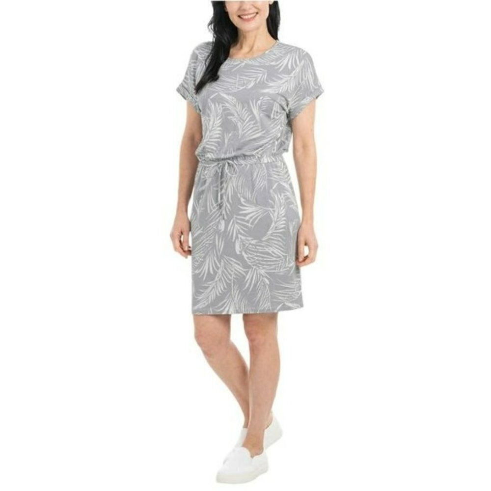 NWT Hilary Radley Women's Floral Print Short Sleeve Drawstring Waist Midi Dress